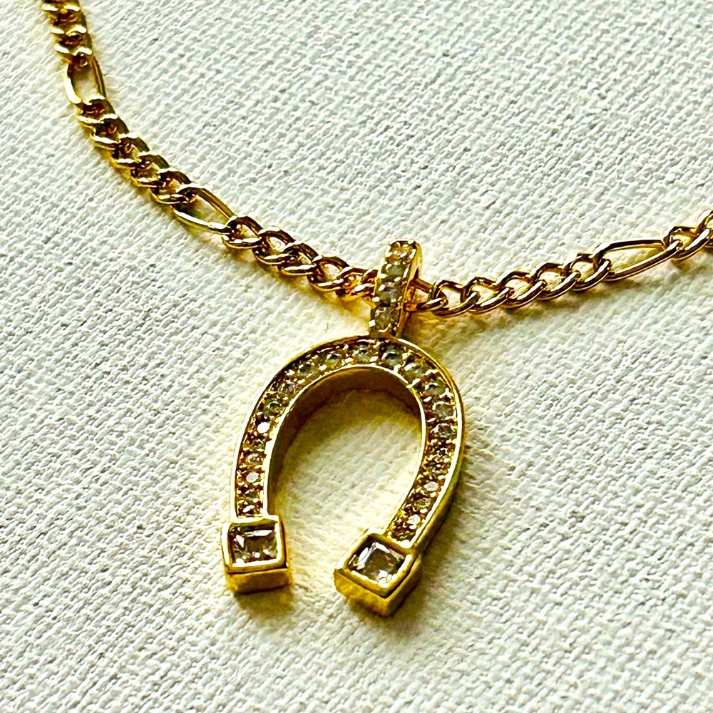 Minimalist Gold Horseshoe Necklace with Textured Pendant
